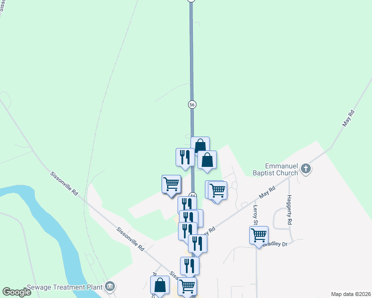 map of restaurants, bars, coffee shops, grocery stores, and more near 6605 Highway 56 in Potsdam