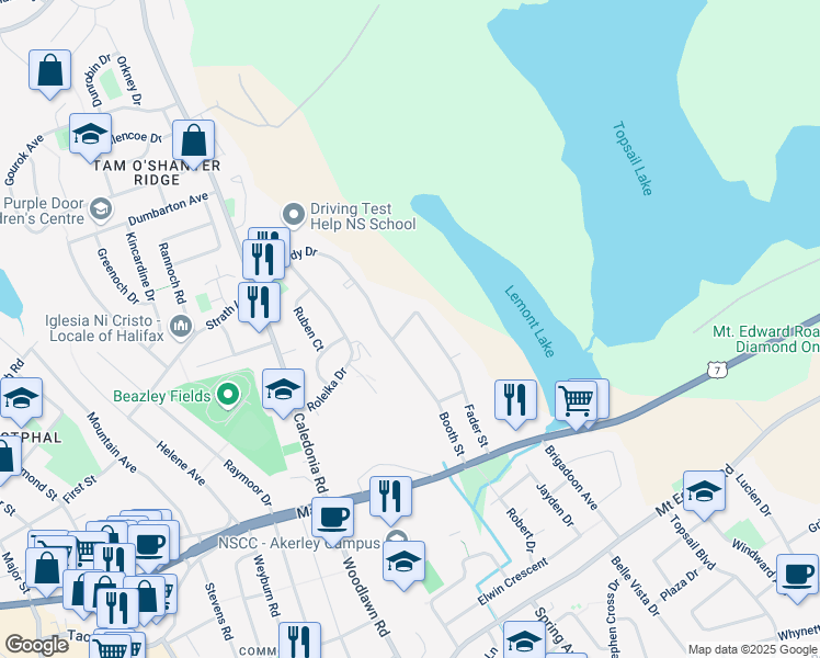 map of restaurants, bars, coffee shops, grocery stores, and more near 8A David Street in Dartmouth
