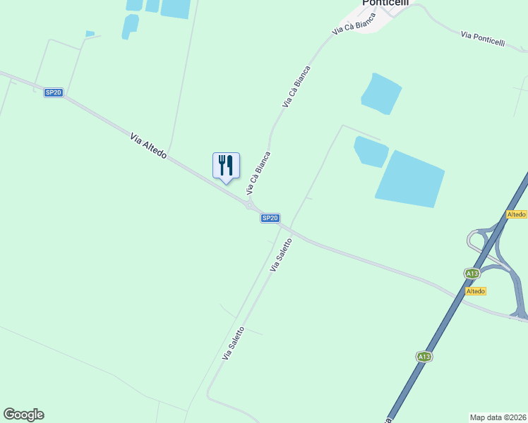 map of restaurants, bars, coffee shops, grocery stores, and more near 4627 Via Altedo in San Pietro In Casale