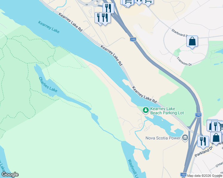 map of restaurants, bars, coffee shops, grocery stores, and more near 60 Saskatoon Drive in Halifax