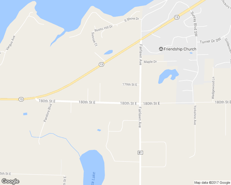 map of restaurants, bars, coffee shops, grocery stores, and more near 2866 180th Street East in Prior Lake