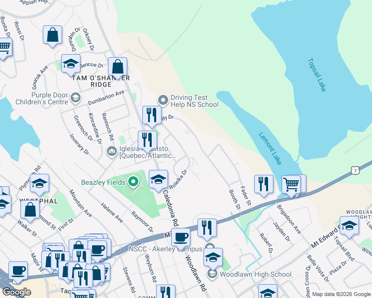 map of restaurants, bars, coffee shops, grocery stores, and more near 146-148 Roleika Drive in Dartmouth