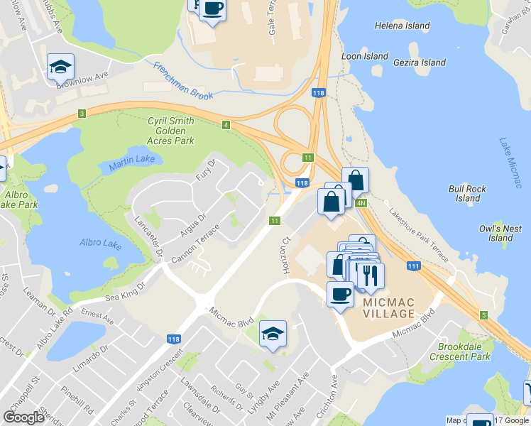 map of restaurants, bars, coffee shops, grocery stores, and more near 100 Viridian Drive in Dartmouth
