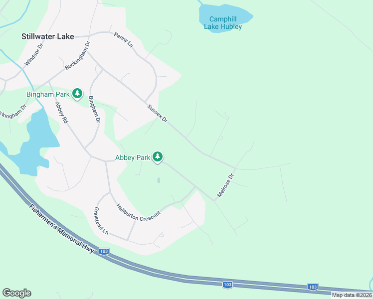 map of restaurants, bars, coffee shops, grocery stores, and more near 103 Sussex Drive in Stillwater Lake
