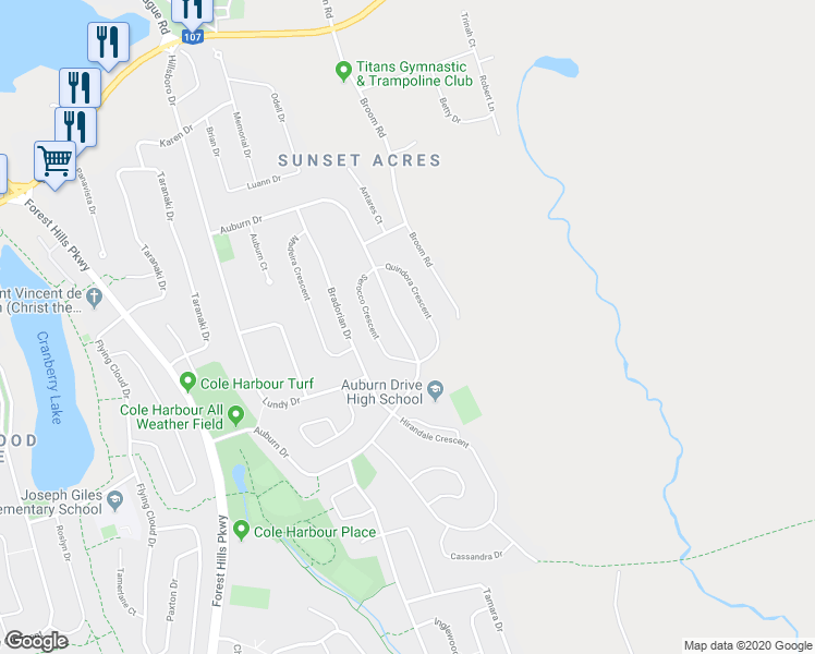 map of restaurants, bars, coffee shops, grocery stores, and more near 238 Auburn Drive in Dartmouth