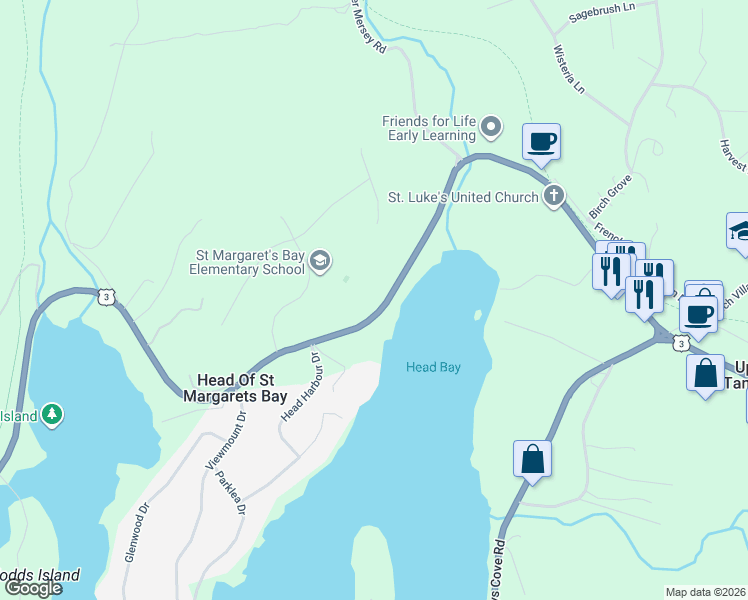 map of restaurants, bars, coffee shops, grocery stores, and more near 5597 Saint Margarets Bay Road in Head Of Saint Margarets Bay