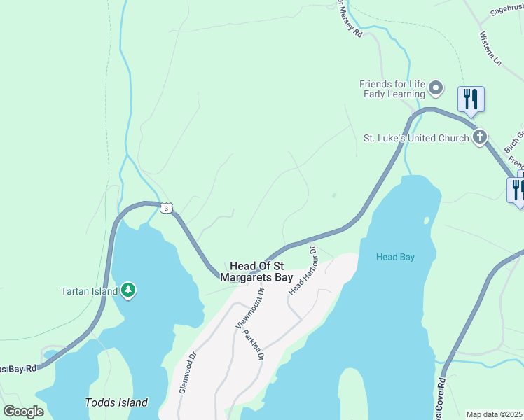 map of restaurants, bars, coffee shops, grocery stores, and more near 94 Clearwood Court in Head Of Saint Margarets Bay