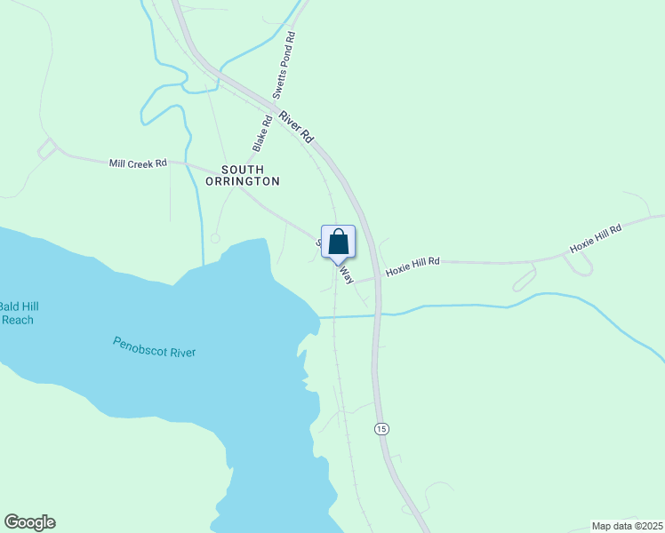 map of restaurants, bars, coffee shops, grocery stores, and more near Maine Central Railroad in Orrington