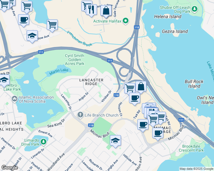 map of restaurants, bars, coffee shops, grocery stores, and more near 29 Promise Grove in Dartmouth