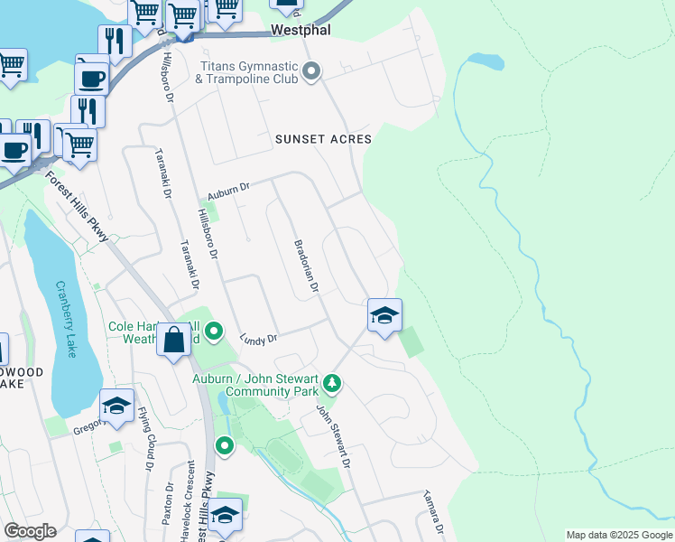 map of restaurants, bars, coffee shops, grocery stores, and more near 54 Serocco Crescent in Dartmouth