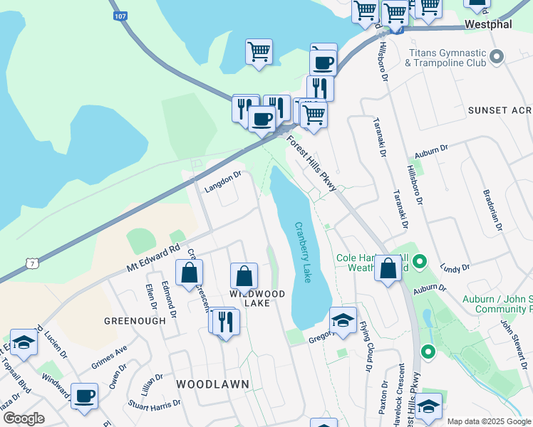 map of restaurants, bars, coffee shops, grocery stores, and more near 1 Dartmouth Boulevard in Dartmouth
