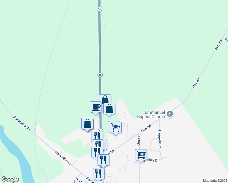 map of restaurants, bars, coffee shops, grocery stores, and more near 6632 Highway 56 in Potsdam