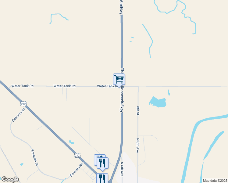 map of restaurants, bars, coffee shops, grocery stores, and more near Water Tank Road in Belle Fourche