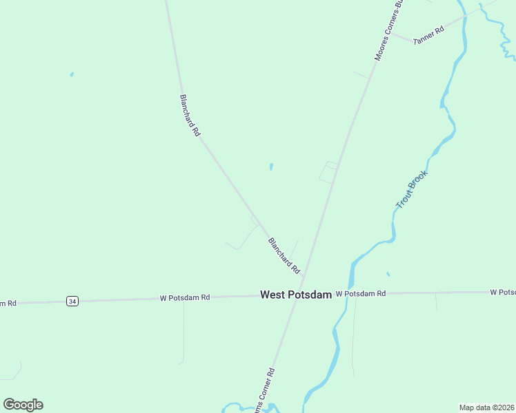 map of restaurants, bars, coffee shops, grocery stores, and more near 56 Blanchard Road in Potsdam
