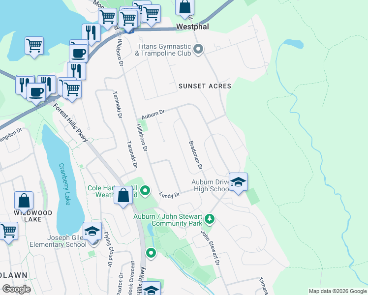 map of restaurants, bars, coffee shops, grocery stores, and more near 52 Madeira Crescent in Dartmouth