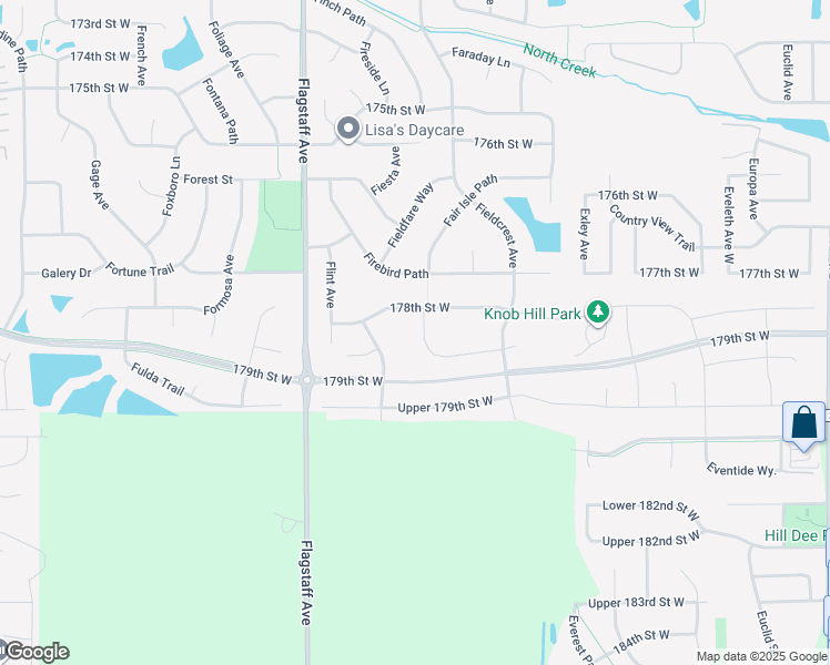 map of restaurants, bars, coffee shops, grocery stores, and more near 17813 Fielding Way in Lakeville