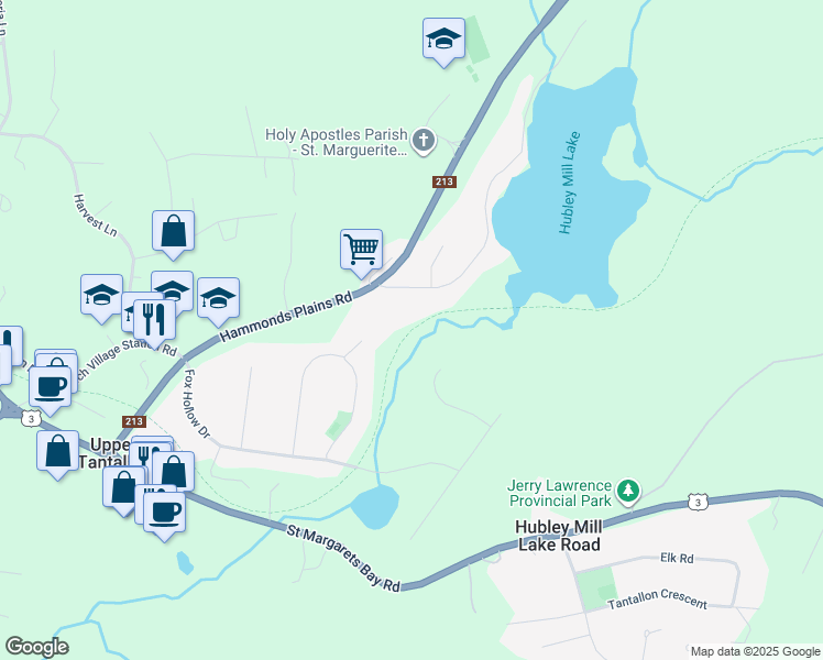 map of restaurants, bars, coffee shops, grocery stores, and more near Saint Margaret's Bay Trail in Upper Tantallon