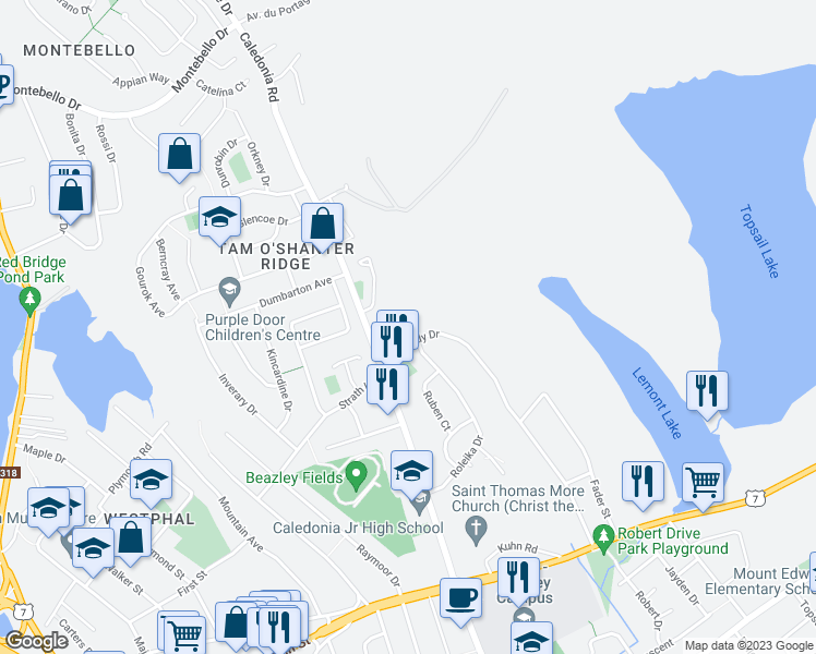 map of restaurants, bars, coffee shops, grocery stores, and more near 9 Kennedy Drive in Dartmouth