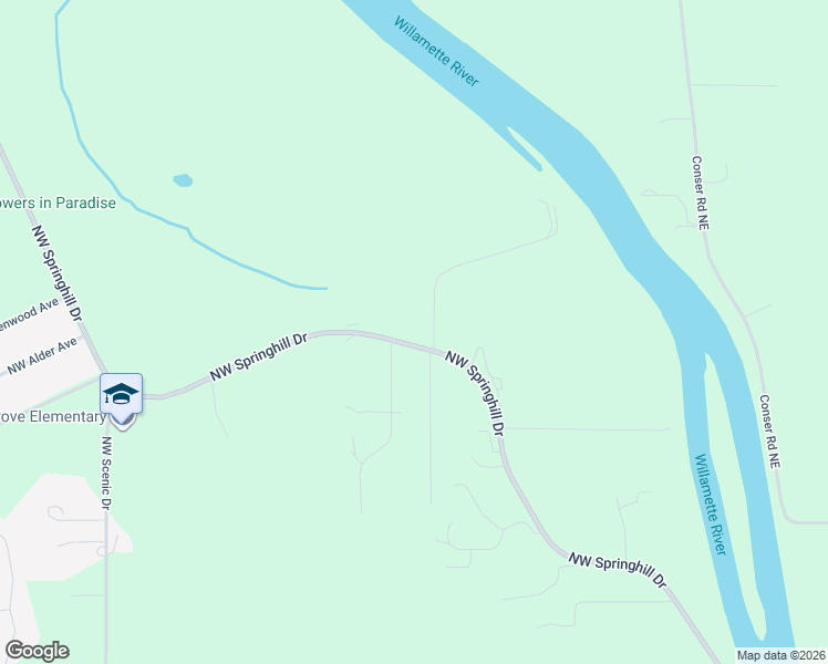 map of restaurants, bars, coffee shops, grocery stores, and more near 5221 Northwest Springhill Drive in Albany