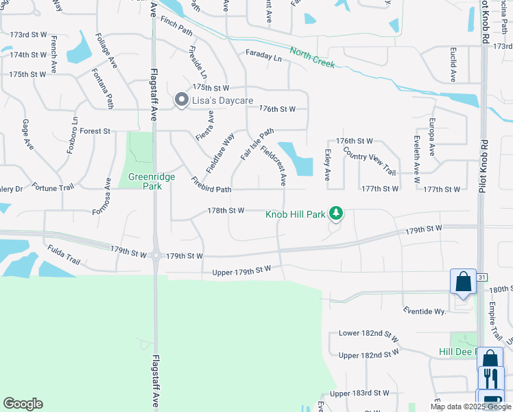 map of restaurants, bars, coffee shops, grocery stores, and more near 6195 178th Street in Lakeville