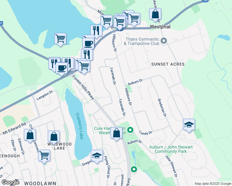 map of restaurants, bars, coffee shops, grocery stores, and more near 23 Hillsboro Drive in Dartmouth