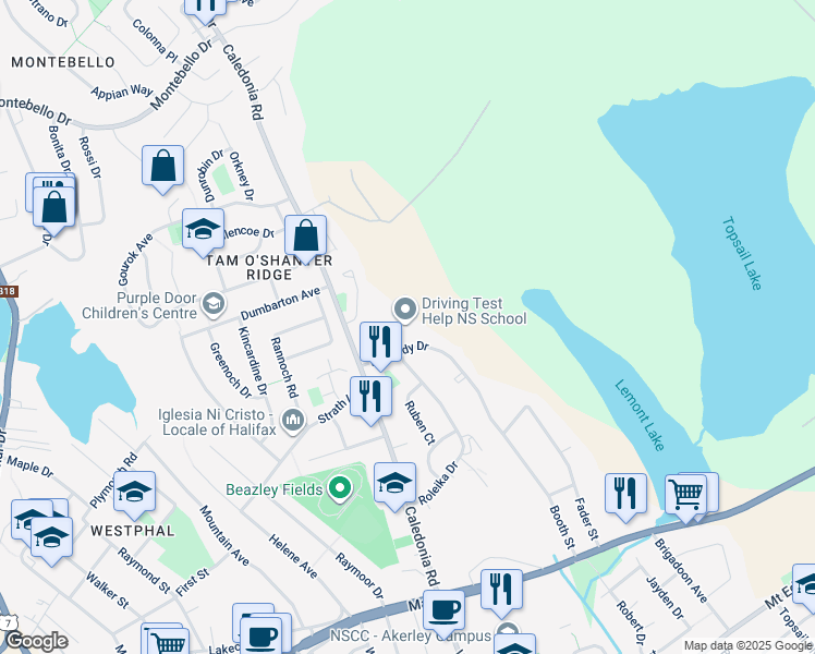 map of restaurants, bars, coffee shops, grocery stores, and more near 15 Kennedy Drive in Dartmouth