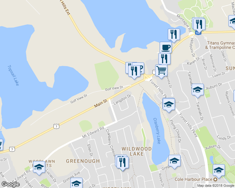 map of restaurants, bars, coffee shops, grocery stores, and more near 511 Main Street in Dartmouth