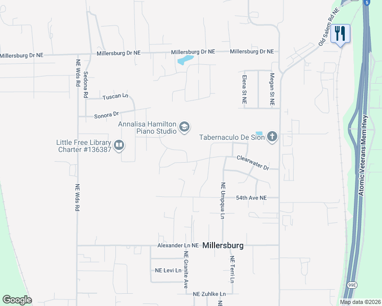 map of restaurants, bars, coffee shops, grocery stores, and more near 3015 Northeast Trask Lane in Albany