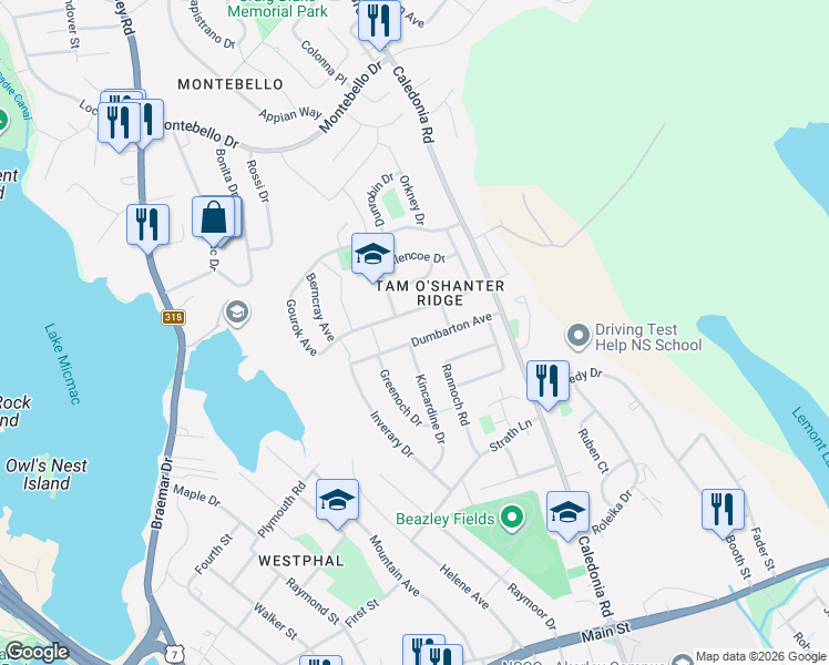 map of restaurants, bars, coffee shops, grocery stores, and more near 19 Dumbarton Avenue in Dartmouth