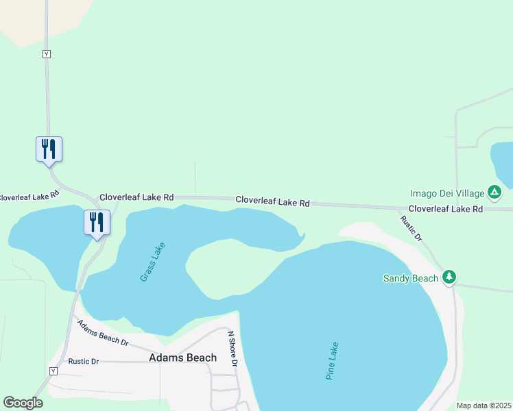 map of restaurants, bars, coffee shops, grocery stores, and more near W8449 Cloverleaf Lake Road in Clintonville