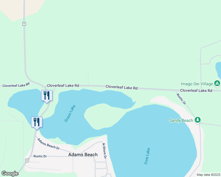 map of restaurants, bars, coffee shops, grocery stores, and more near W8449 Cloverleaf Lake Road in Clintonville
