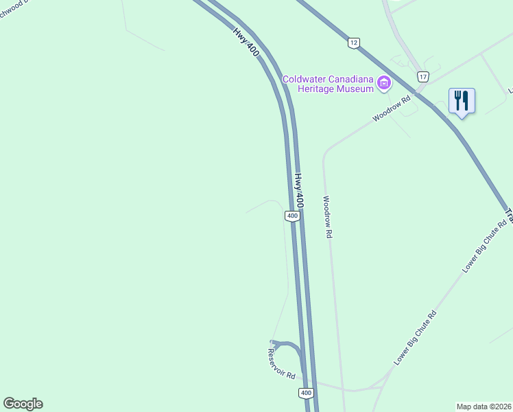 map of restaurants, bars, coffee shops, grocery stores, and more near 3415 Reservoir Road in Coldwater