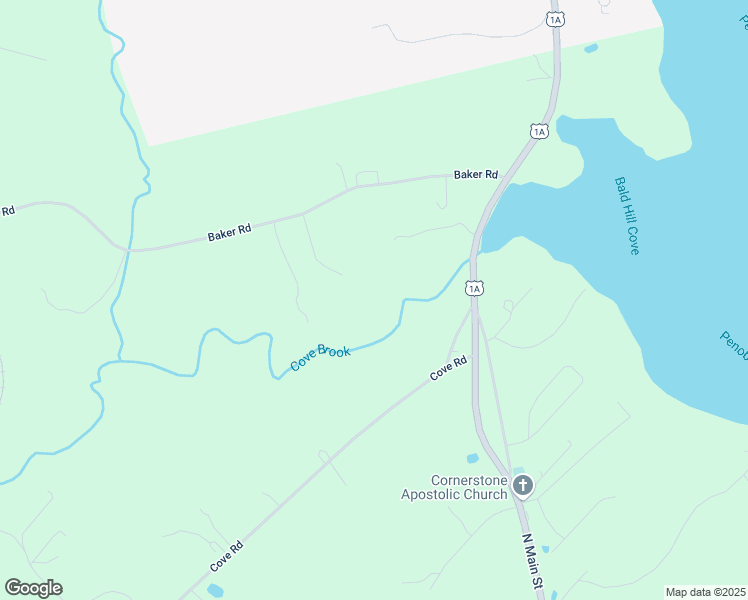 map of restaurants, bars, coffee shops, grocery stores, and more near 9 Old Cove Road in Winterport