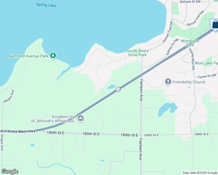 map of restaurants, bars, coffee shops, grocery stores, and more near 17621 Sunrise Court in Prior Lake