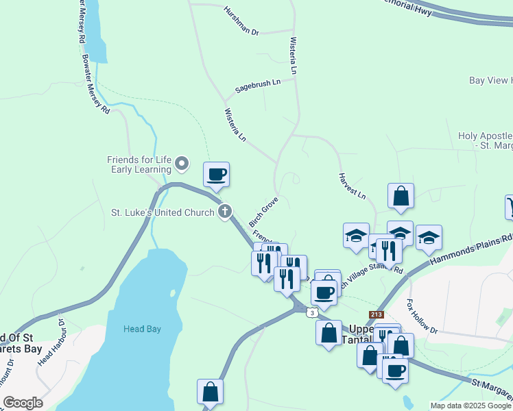 map of restaurants, bars, coffee shops, grocery stores, and more near 30 Birch Grove in Upper Tantallon