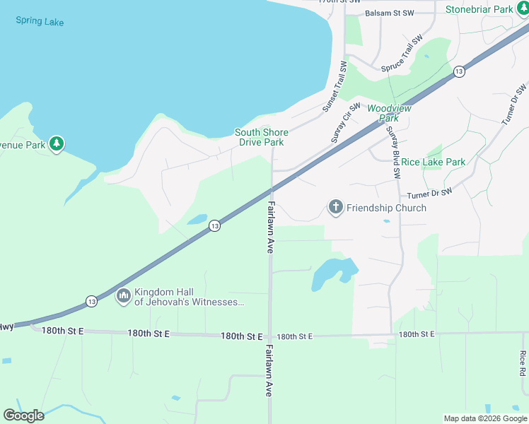 map of restaurants, bars, coffee shops, grocery stores, and more near 17742 Fairlawn Avenue in Prior Lake