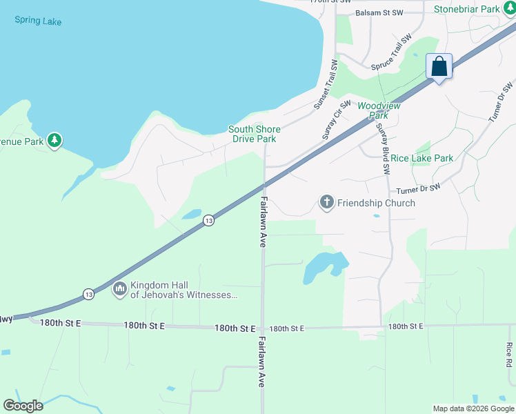 map of restaurants, bars, coffee shops, grocery stores, and more near 17742 Fairlawn Avenue in Prior Lake