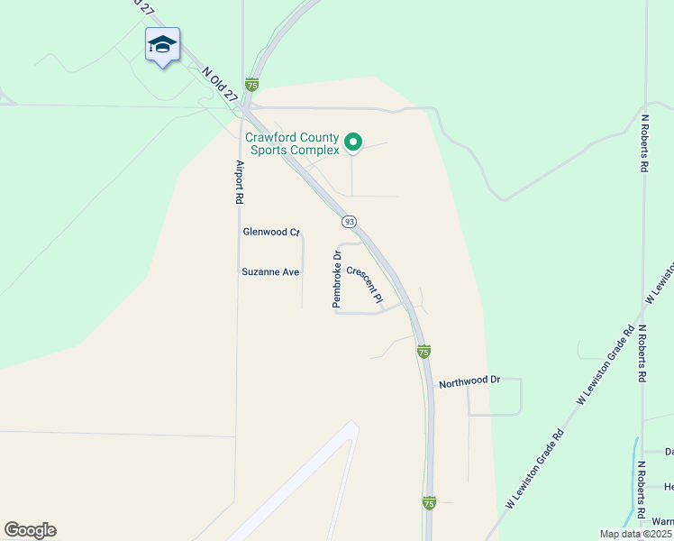 map of restaurants, bars, coffee shops, grocery stores, and more near 560 Pembroke Drive in Grayling