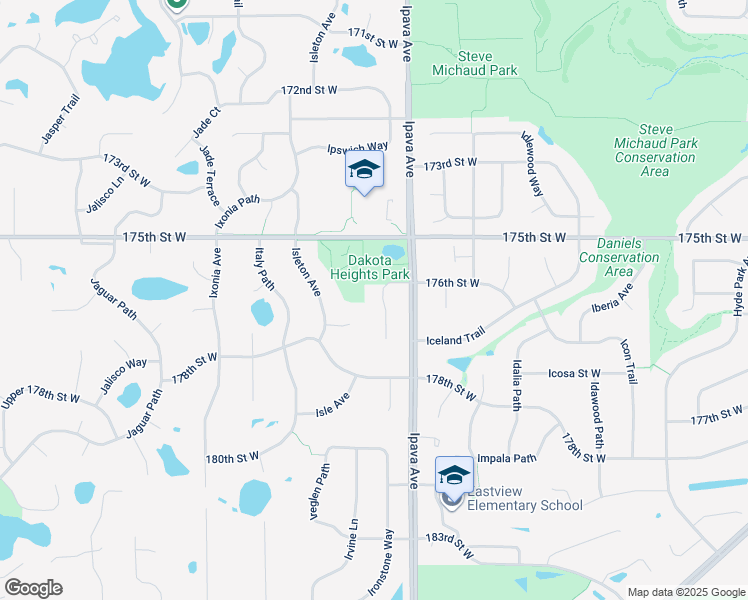 map of restaurants, bars, coffee shops, grocery stores, and more near 9537 176th Court West in Lakeville