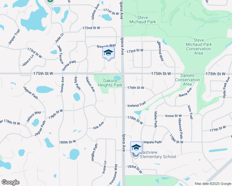 map of restaurants, bars, coffee shops, grocery stores, and more near 9537 176th Court West in Lakeville