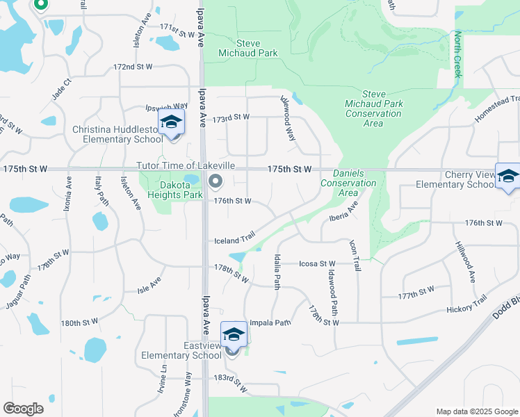 map of restaurants, bars, coffee shops, grocery stores, and more near 9332 176th Street West in Lakeville