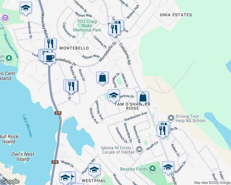 map of restaurants, bars, coffee shops, grocery stores, and more near 20 Gourok Avenue in Dartmouth