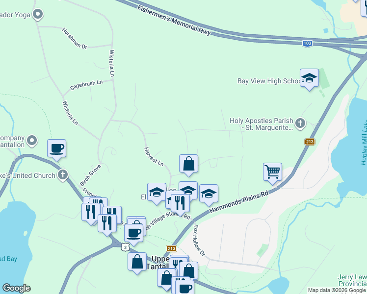 map of restaurants, bars, coffee shops, grocery stores, and more near 14 Lanterns Way in Upper Tantallon