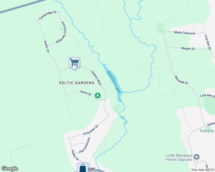 map of restaurants, bars, coffee shops, grocery stores, and more near 27 Osprey Way in Lawrencetown