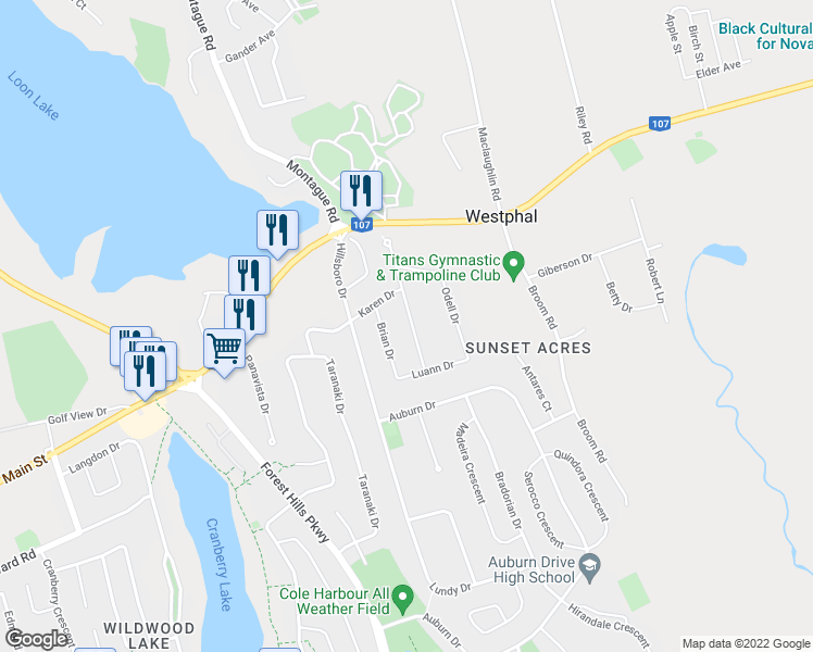 map of restaurants, bars, coffee shops, grocery stores, and more near 19 Memorial Drive in Dartmouth
