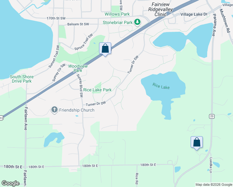 map of restaurants, bars, coffee shops, grocery stores, and more near 3585 Turner Drive Southwest in Prior Lake