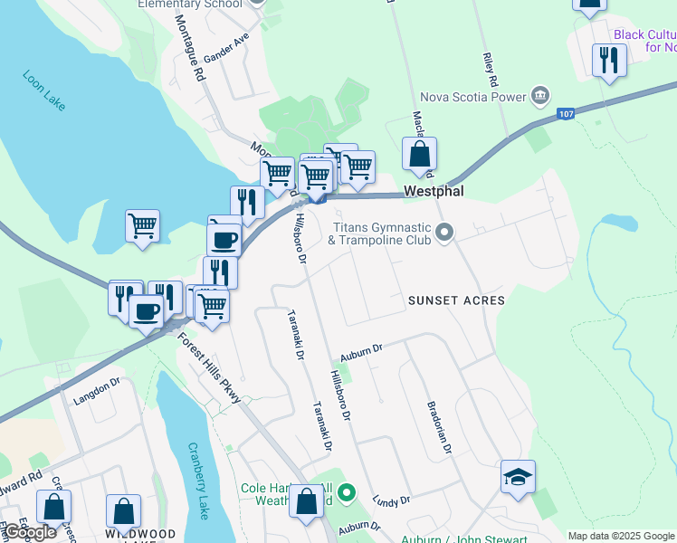 map of restaurants, bars, coffee shops, grocery stores, and more near 19 Memorial Drive in Dartmouth