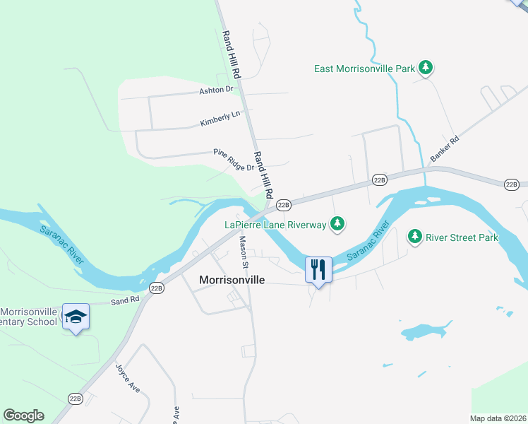 map of restaurants, bars, coffee shops, grocery stores, and more near 2017 Highway 22B in Morrisonville