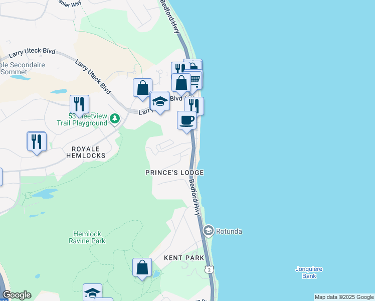 map of restaurants, bars, coffee shops, grocery stores, and more near 10 Shaunslieve Drive in Halifax
