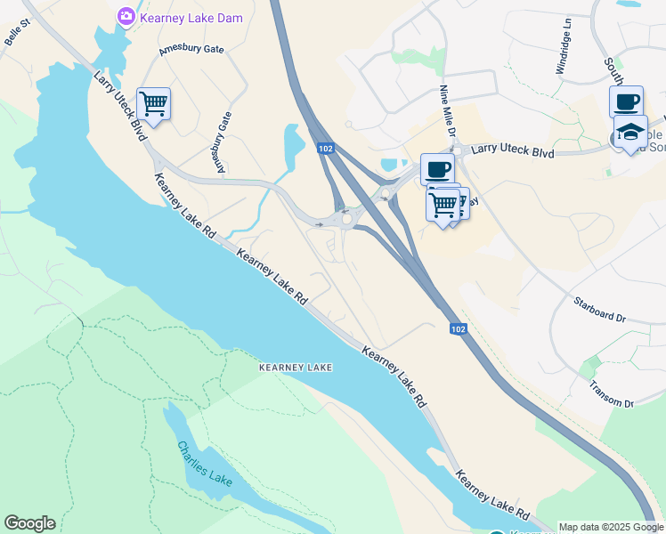 map of restaurants, bars, coffee shops, grocery stores, and more near 21 Hogan Court in Bedford